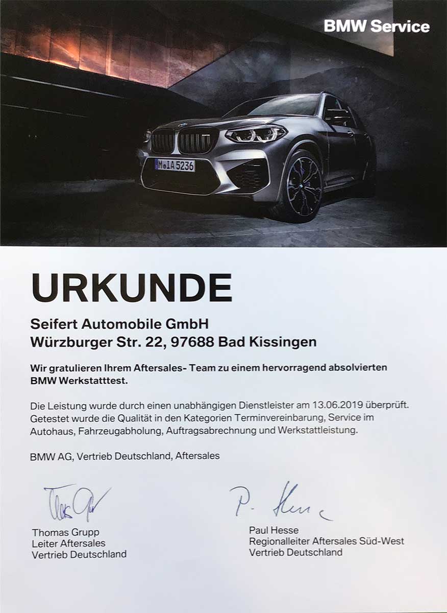 Seifert Automobile | BMW Werkstatttest