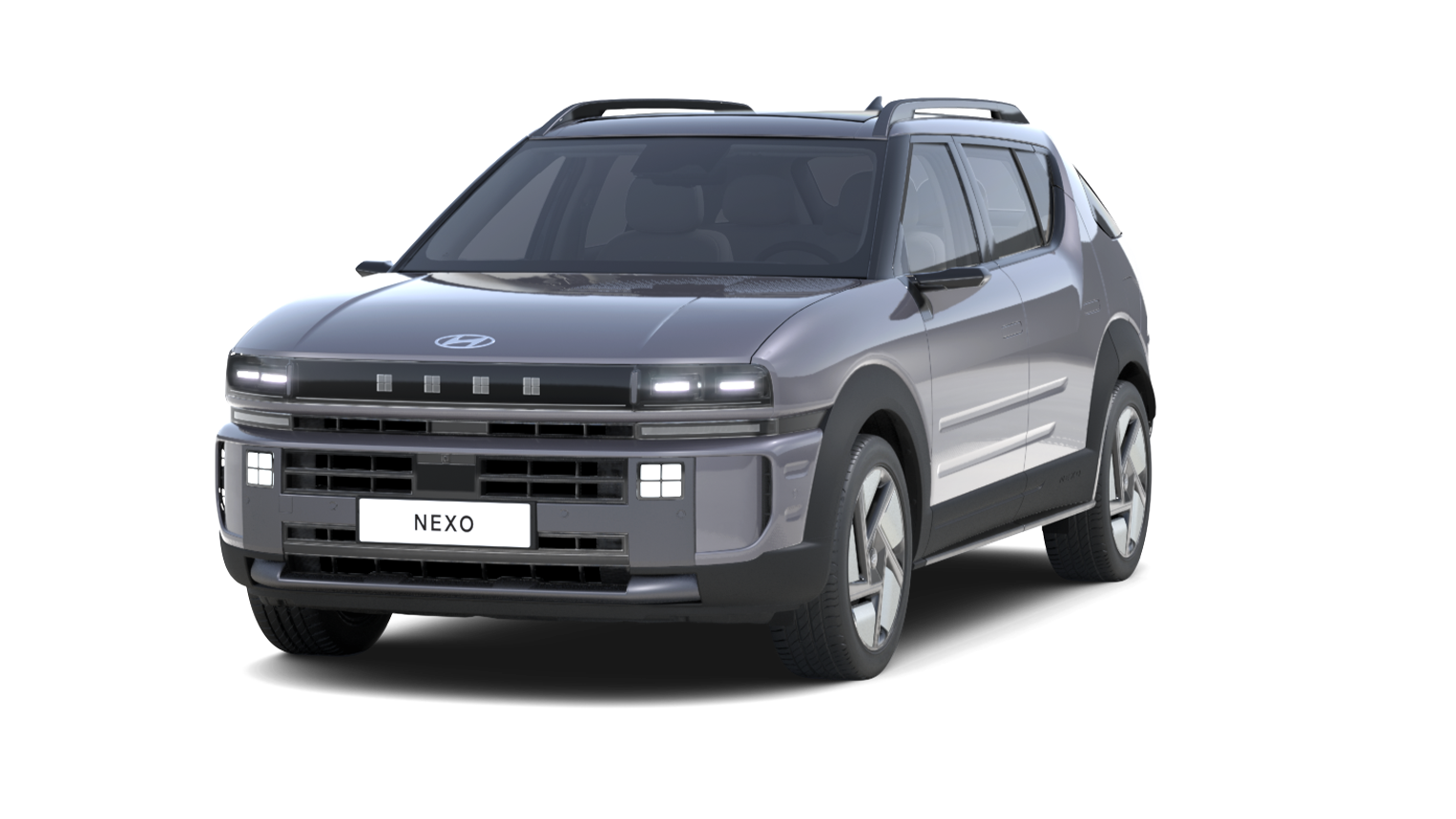 Zu sehen ist ein brauner Hyundai Nexo vor einem weißen Hintergrund